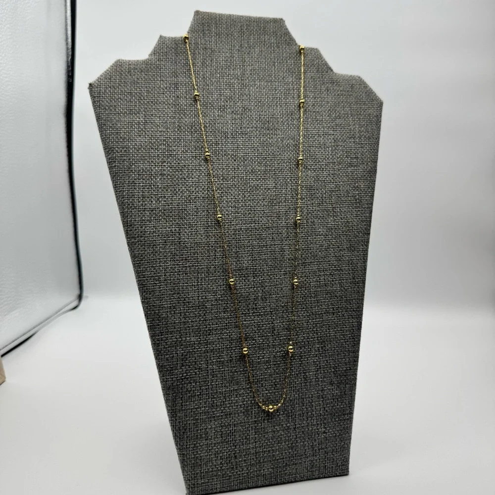 Crown PD Premier Designs 1980 Gold Tone Mirror Rope Chain Bead Necklaces 24” TWO